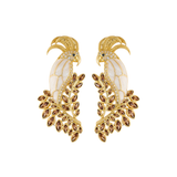 ARETES CACATÚA AMAZÓNICA NÁCAR