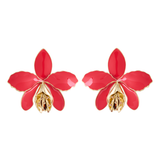 ARETES ORQUÍDEA CATLEYA CARMESÍ