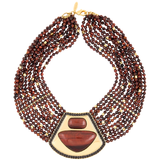 COLLAR MULTIVUELTAS HALO ROSA OJO DE TIGRE TERRACOTA