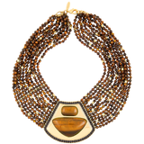 COLLAR MULTIVUELTAS HALO ROSA OJO DE TIGRE MIEL