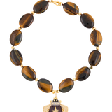COLLAR DUSK OJO DE TIGRE ABEJA PÚRPURA