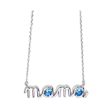 CADENA DE PLATA MAMÁ TOPACIO AZUL RODIO
